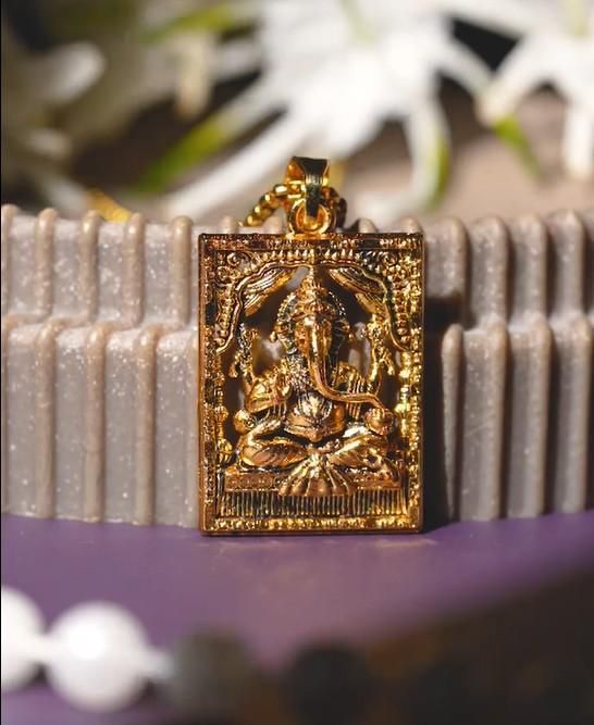 Gold Plated Ganeshji Pendant with Chain